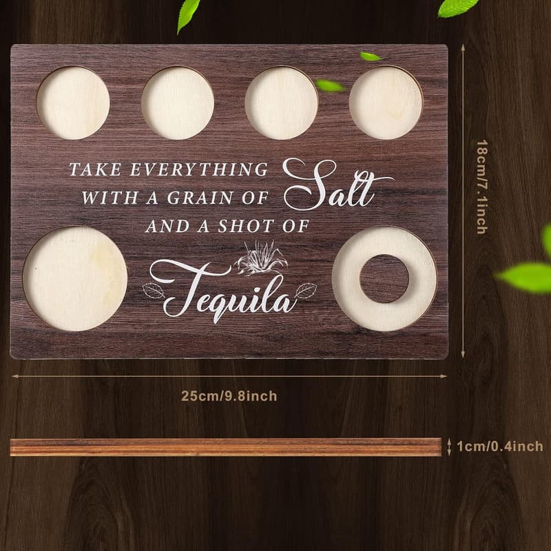 Tequila Shot Serving Tray for Housewarming Parties - Wooden Holder