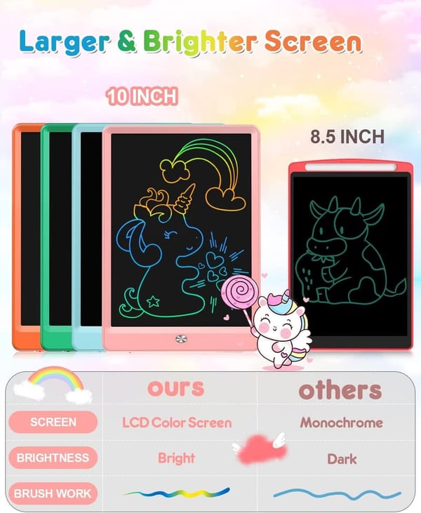 Colorful 10-Inch LCD Writing Tablet for Kids - Pink