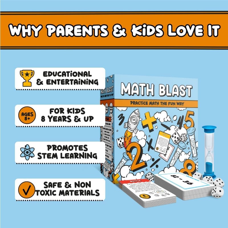 Fun Educational Math Game for Kids 8-12 - Home & Classroom