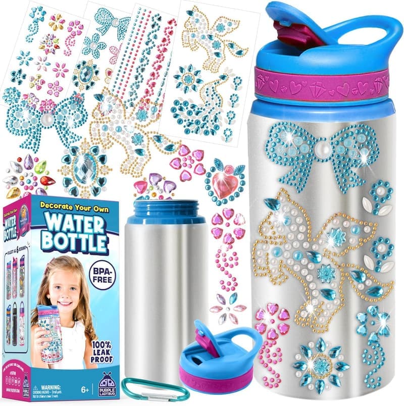 DIY Water Bottle Craft Set with Gem Stickers for Girls 5-10