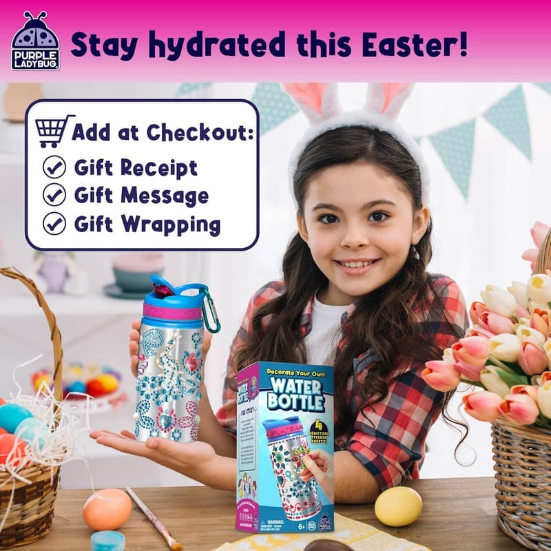 DIY Water Bottle Craft Set with Gem Stickers for Girls 5-10