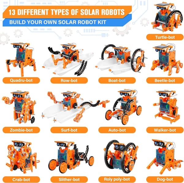13-in-1 Solar Robot Kit for Kids Age 8-12 - DIY Educational Gift