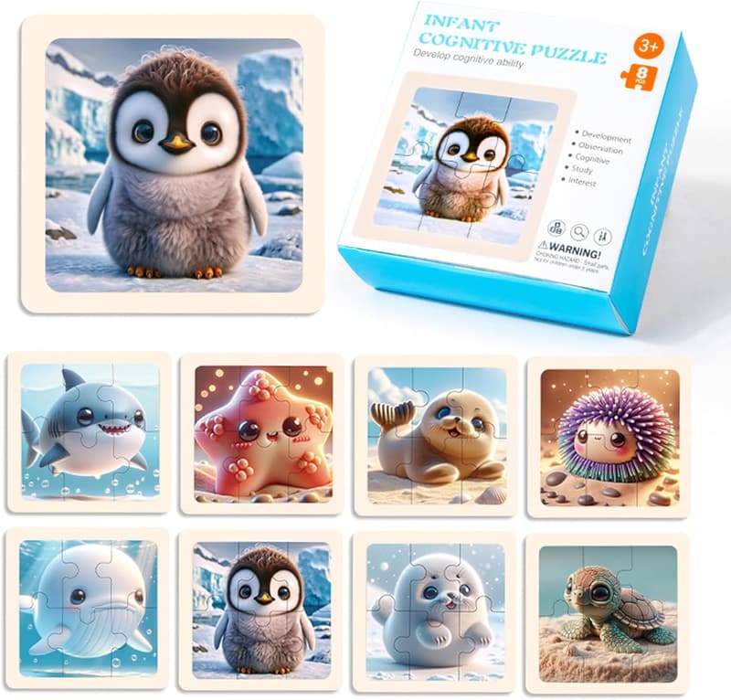 Ocean-Themed Montessori Puzzles - 8 Pack for Toddlers Ages 2-6