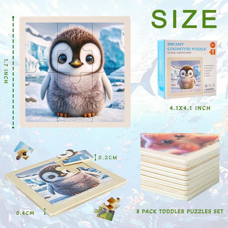 Ocean-Themed Montessori Puzzles - 8 Pack for Toddlers Ages 2-6
