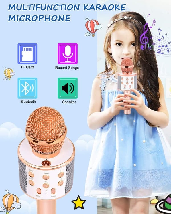 Wireless Bluetooth Karaoke Microphone for Kids Ages 5-12