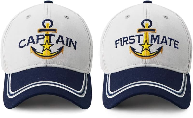 Matching Captain & First Mate Boating Baseball Caps