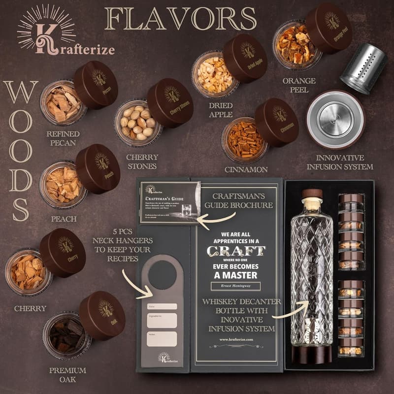 DIY Whiskey Infusion Kit with Decanter & Botanicals for Men