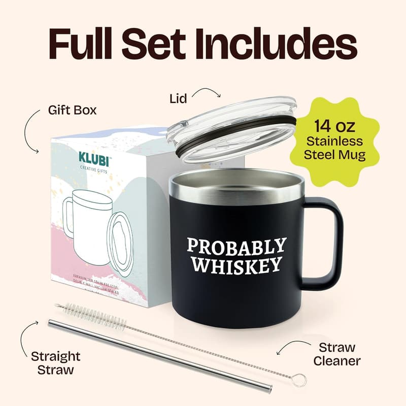 Funny 14oz Whiskey Coffee Mug Tumbler for Men