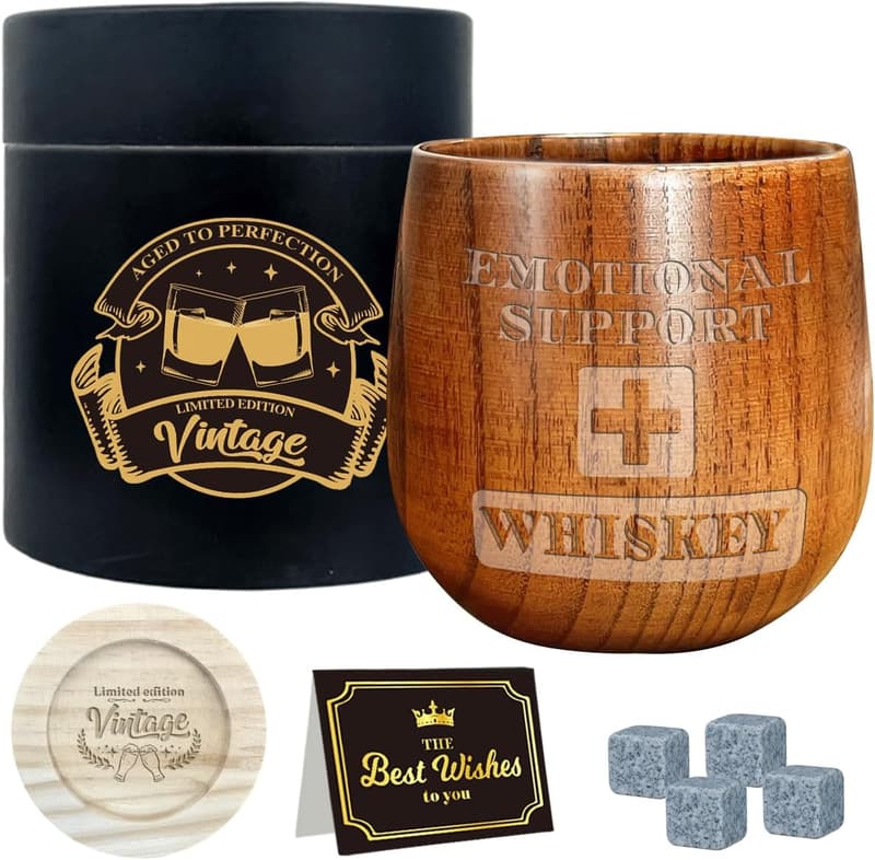 Father's Day Wooden Bourbon Drinking Glass for Men