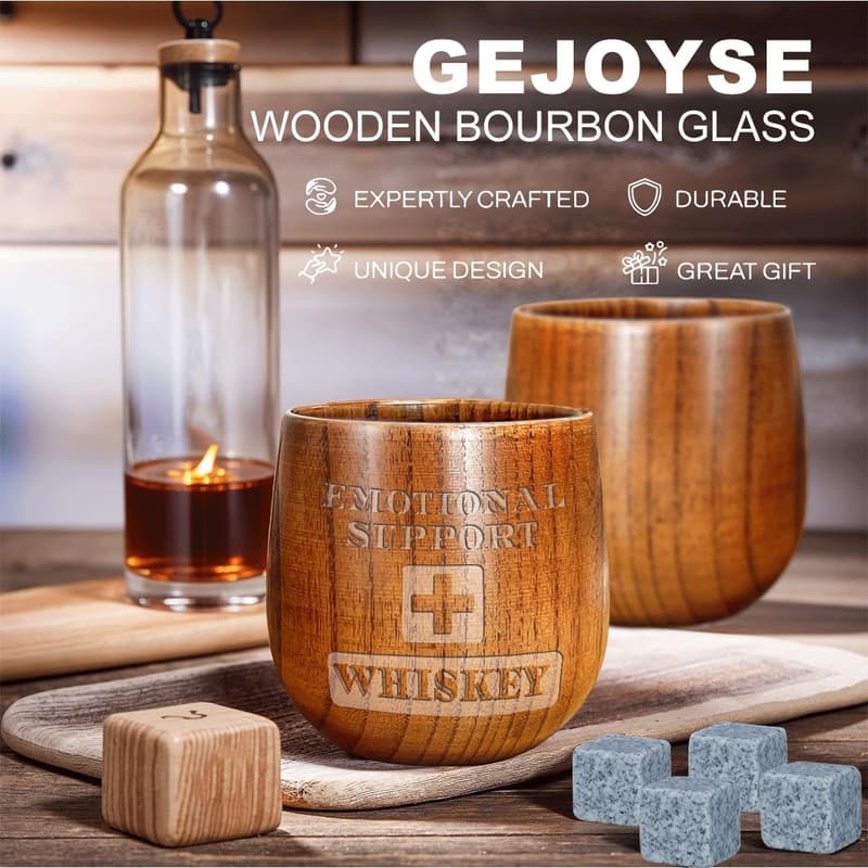 Father's Day Wooden Bourbon Drinking Glass for Men