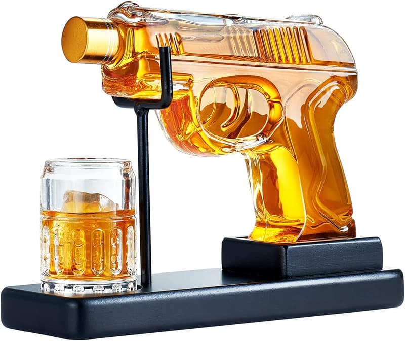 Kollea Gun Whiskey Decanter Set - Unique Birthday Gift for Men
