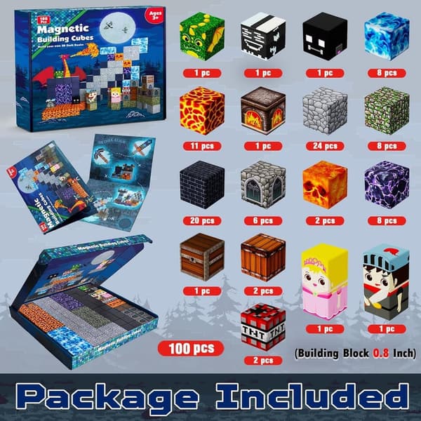 Magnetic Blocks - 100PCS Mechanical Castle Building Set for Toddlers