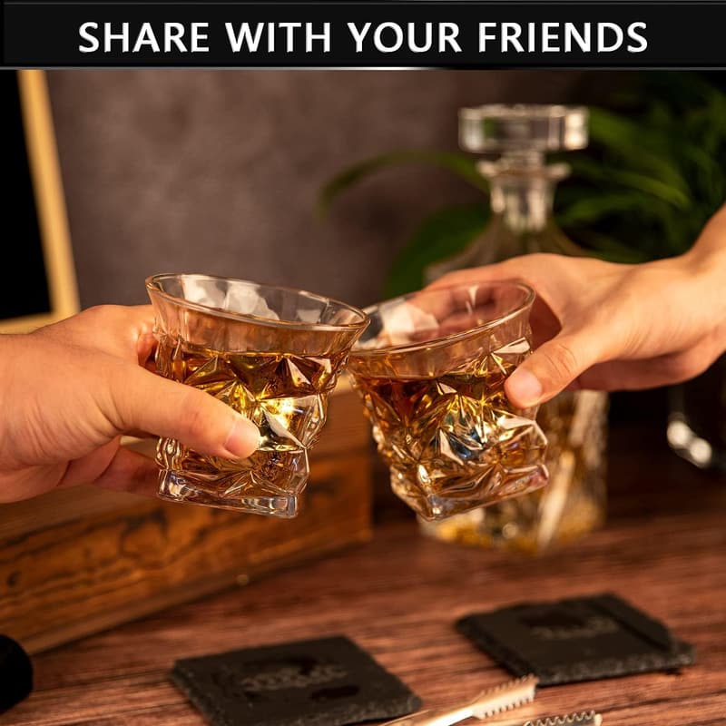 Whiskey Decanter Set with Stones & Coasters for Men