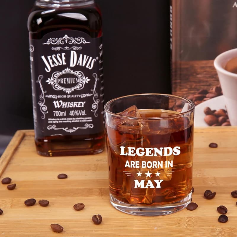 May Birthday Whiskey Glass for Men - Great Gift Idea