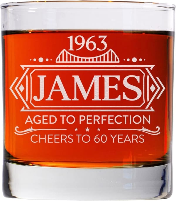 Customized Whiskey Glass - 11oz Engraved Monogram Gift