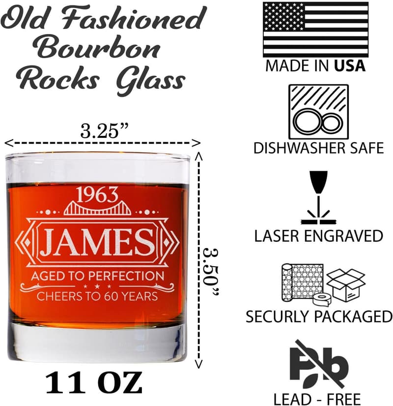Customized Whiskey Glass - 11oz Engraved Monogram Gift
