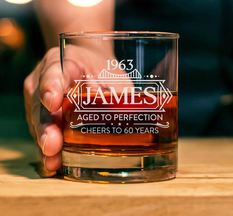 Customized Whiskey Glass - 11oz Engraved Monogram Gift