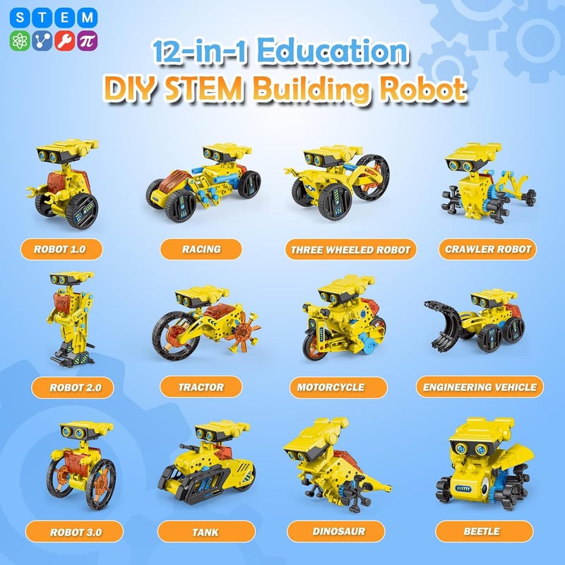 12-in-1 Robot Building STEM Toy Kit for Kids Age 8-14