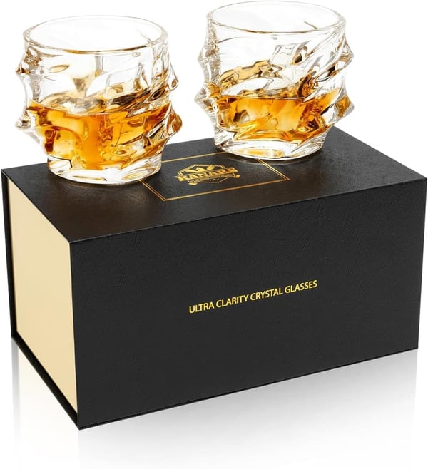 Set of 2 Crystal Whiskey Tumblers for Men, 11 Oz