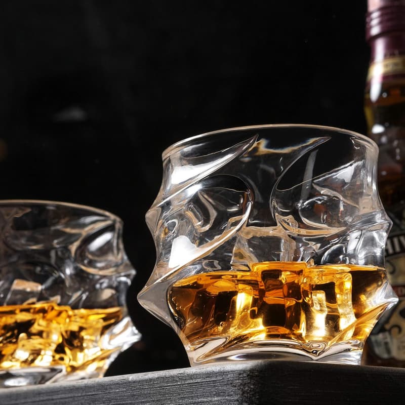 Set of 2 Crystal Whiskey Tumblers for Men, 11 Oz