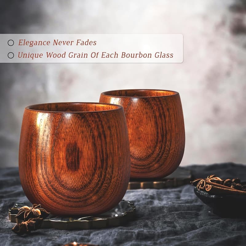 Whiskey Glasses Set of 2 - Handcrafted Wooden Gifts for Men