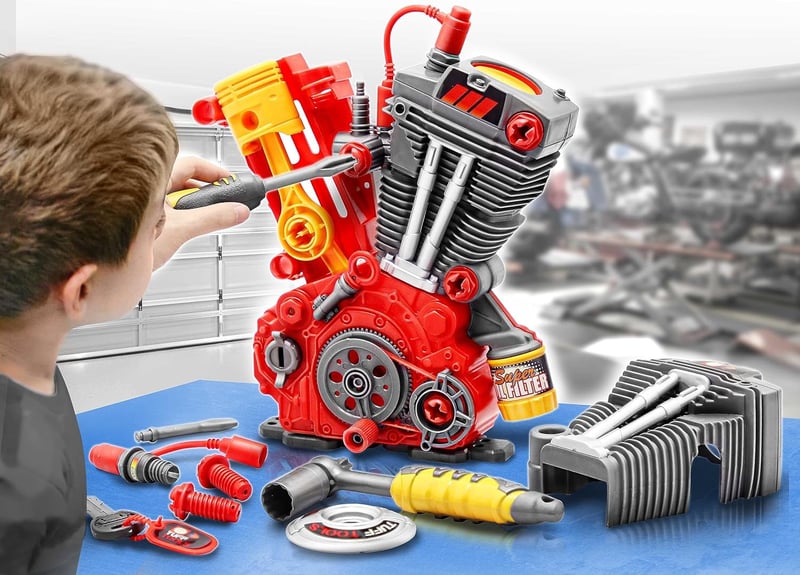 Motorcycle Engine Building Playset with Lights & Sounds, 25 pcs