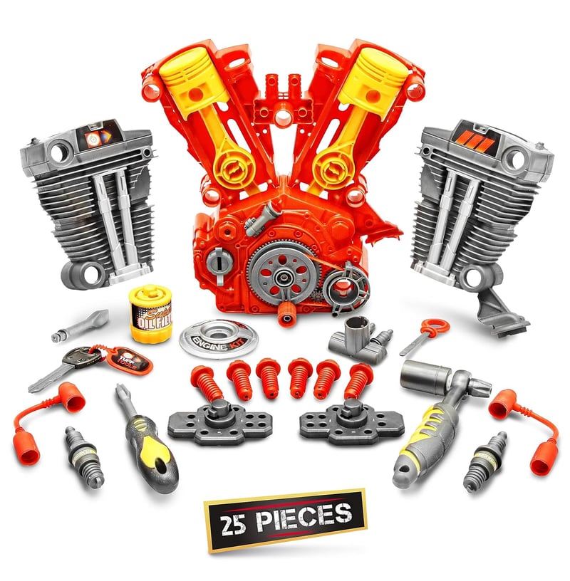 Motorcycle Engine Building Playset with Lights & Sounds, 25 pcs