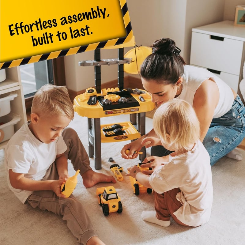 Toddler Construction Tool Set with Battery-Operated Drill