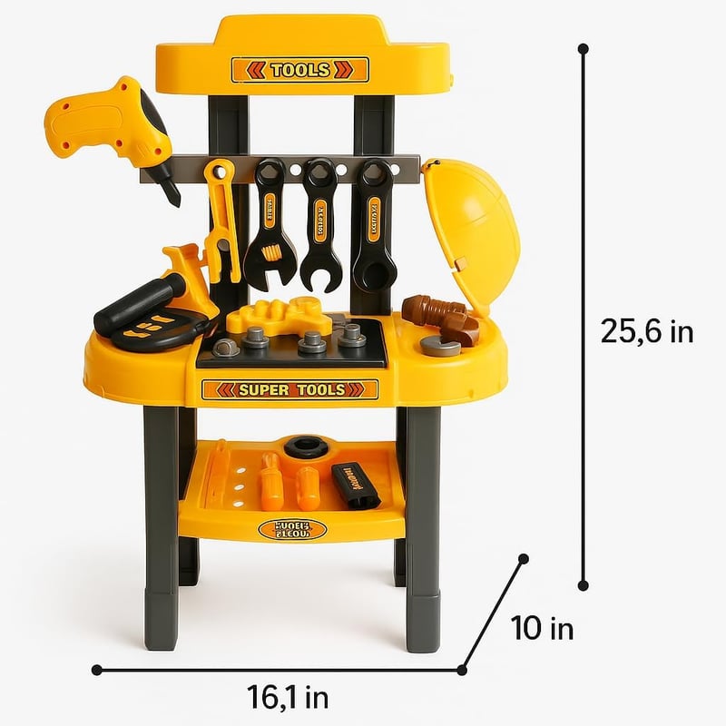 Toddler Construction Tool Set with Battery-Operated Drill