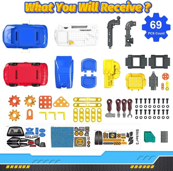 Kids Tool Set - Transformable Workbench with 69 Toy Tools for Ages 3+