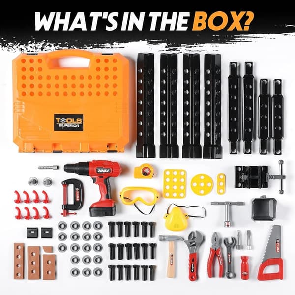 Kids Tool Bench Set - 82 pcs STEM Construction for Ages 2-7