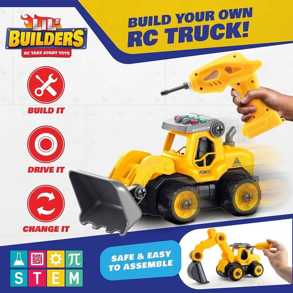 4-in-1 Construction Toy with Drill for Kids - STEM Building Truck