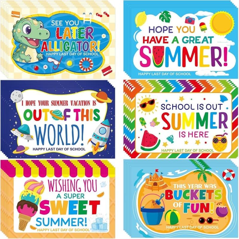 End-of-School-Year Notecards for Kids - 36 Pcs