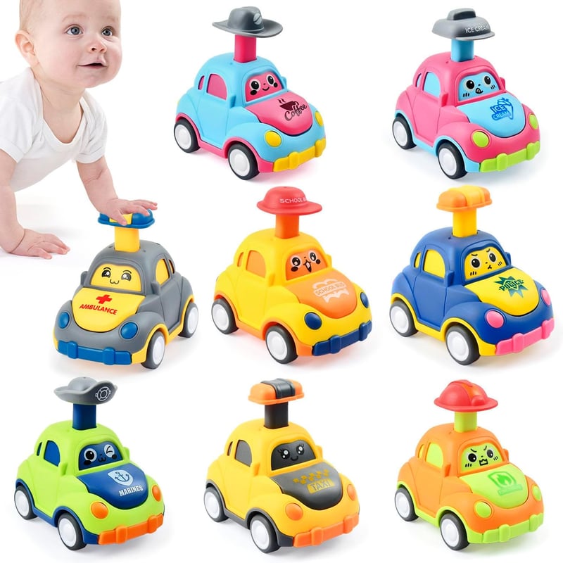 Press and Go Car Toy Set for Toddlers Ages 1-3, 8-Pack