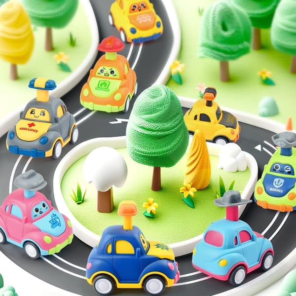 Press and Go Car Toy Set for Toddlers Ages 1-3, 8-Pack