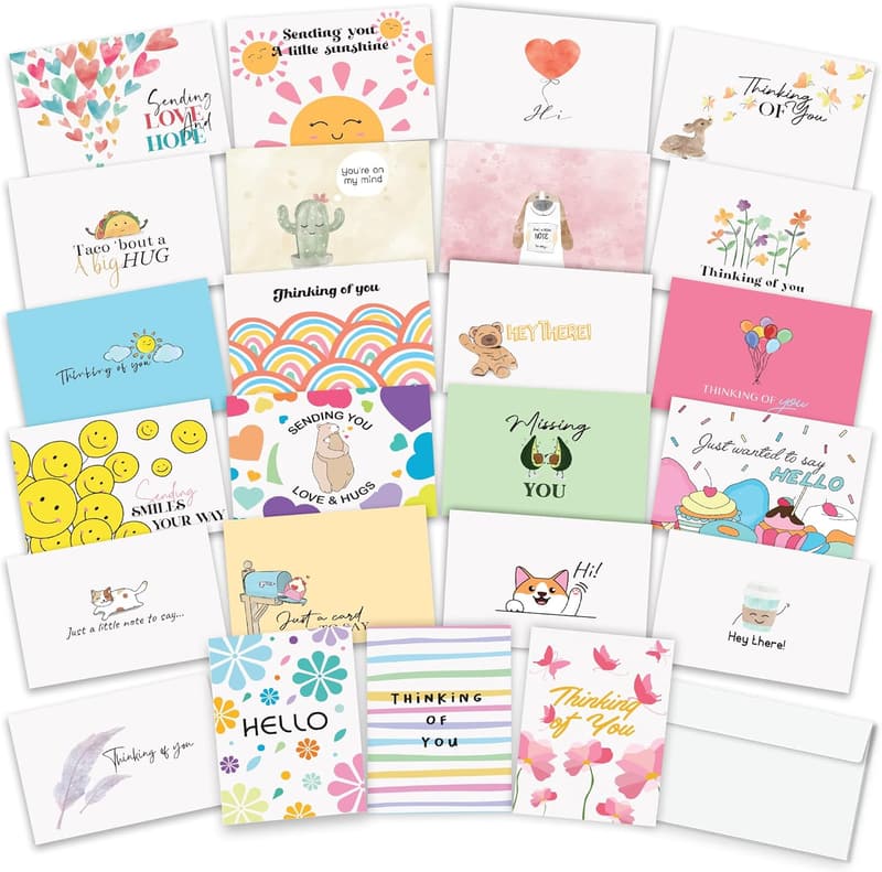 Thinking of You Encouragement Cards - 24 Unique Designs