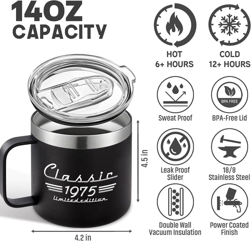 50th Birthday Mug for Men - 14 oz Gift for Dad