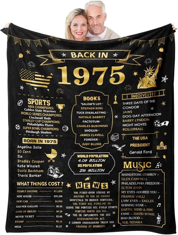 50th Birthday Gift Blanket for Men and Women, 60
