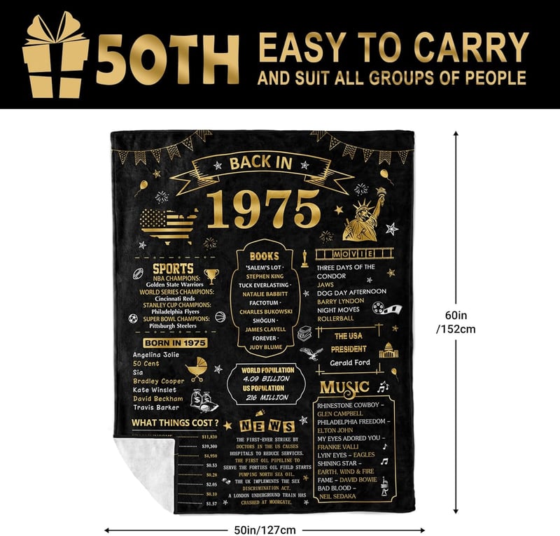50th Birthday Gift Blanket for Men and Women, 60