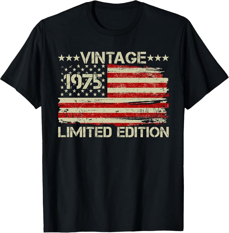 1975 Vintage American Flag T-Shirt for 50th Birthday
