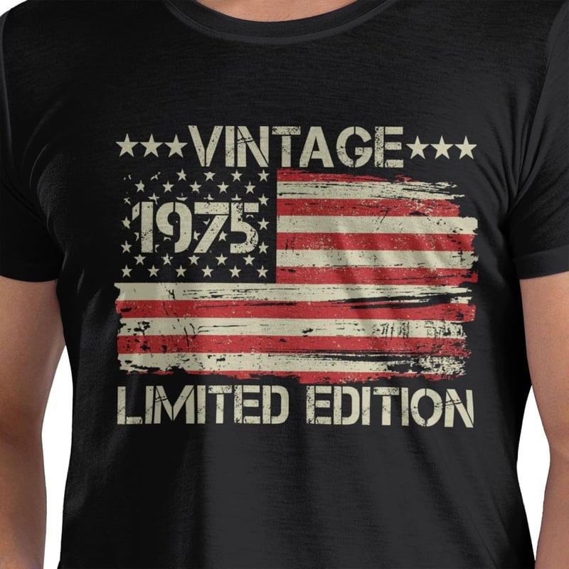 1975 Vintage American Flag T-Shirt for 50th Birthday