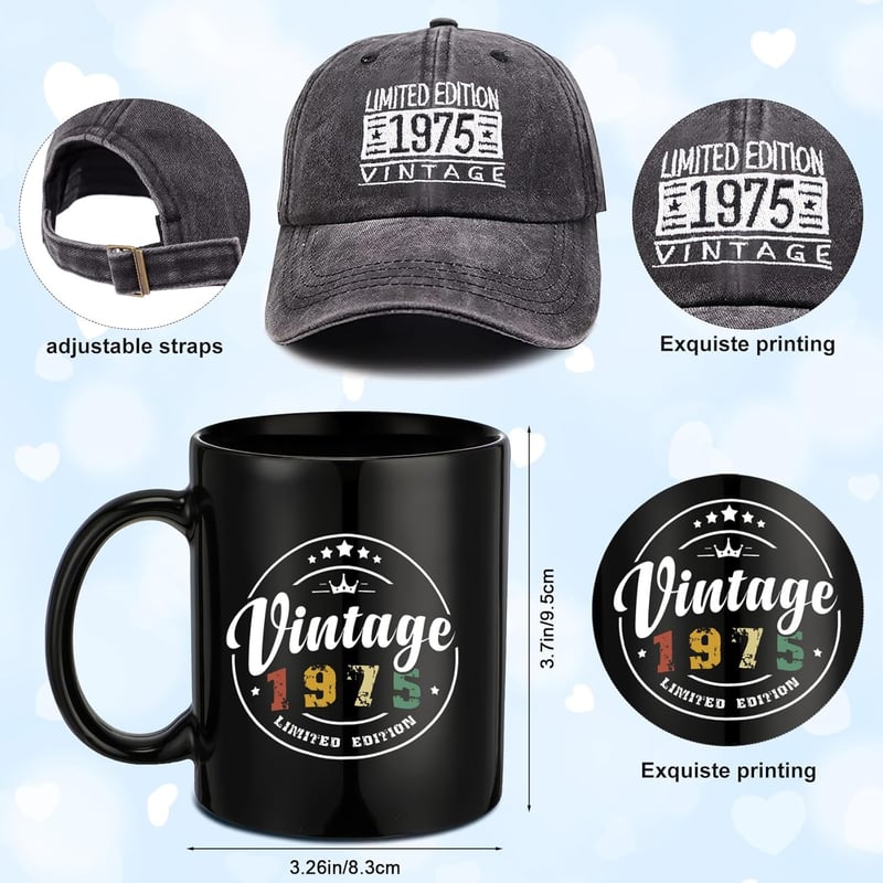 50th Birthday Gift Set for Men - Includes Cup, Cap, Socks, Keychain