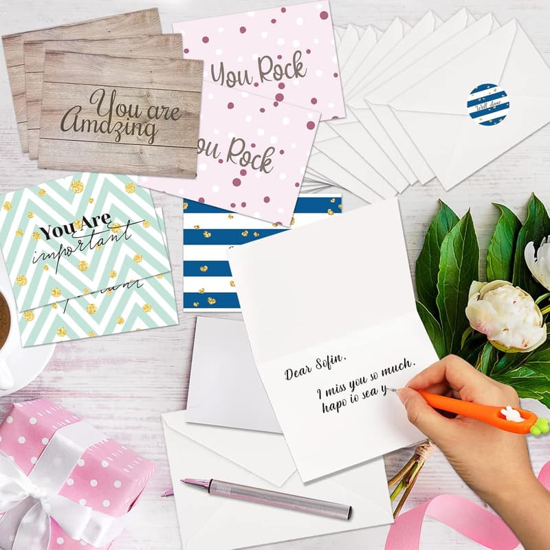 Employee Appreciation Cards Set with Envelopes and Stickers