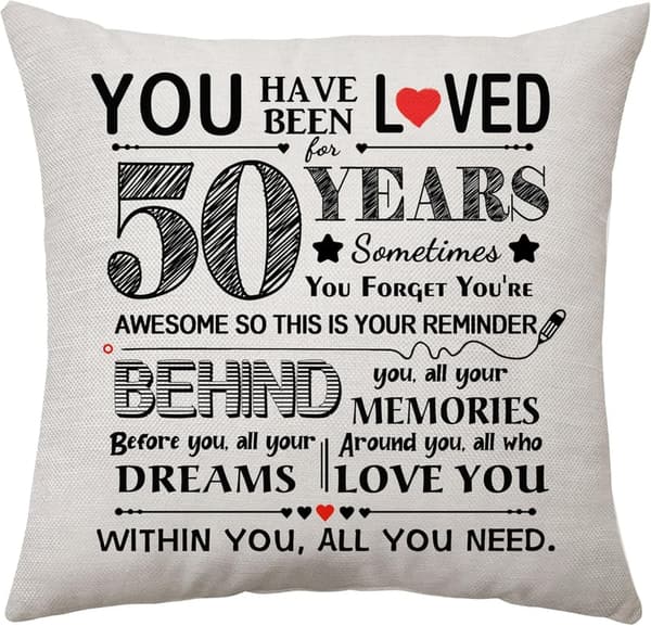 50th Birthday Throw Pillow Cover for Him/Her - 45x45 cm