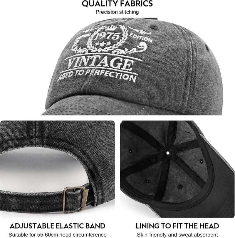 50th Birthday Adjustable Embroidered Baseball Caps