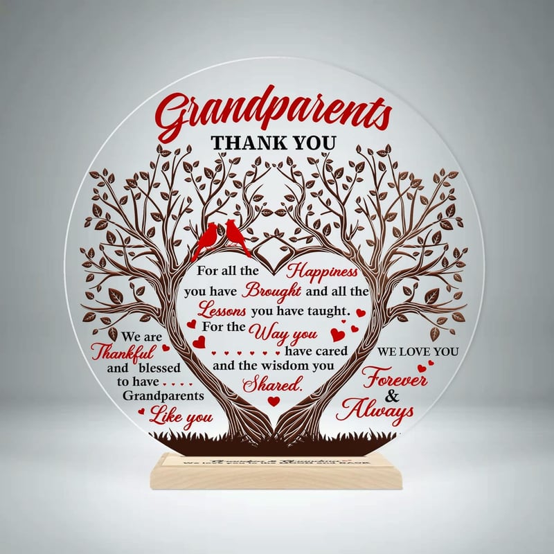 Grandparents Gift: Round Acrylic Plaque Keepsake from Grandkids