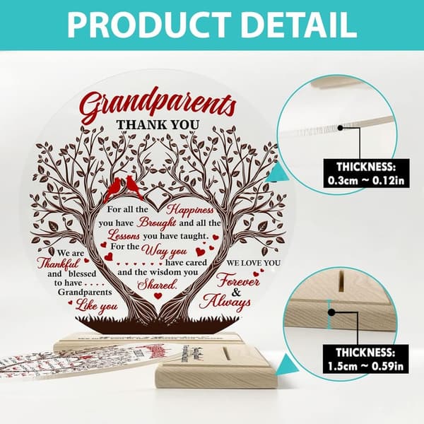 Grandparents Gift: Round Acrylic Plaque Keepsake from Grandkids