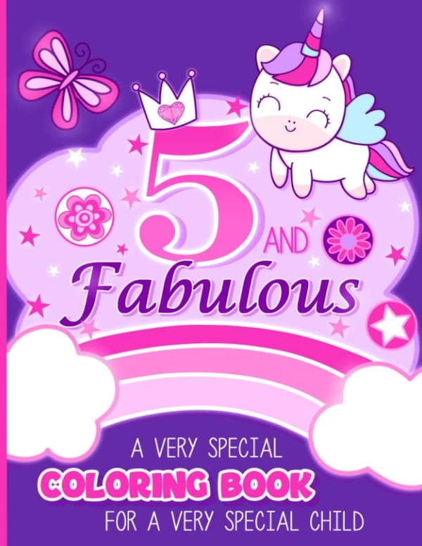 5th Birthday Coloring Book for Girls: Unicorns, Mermaids & More