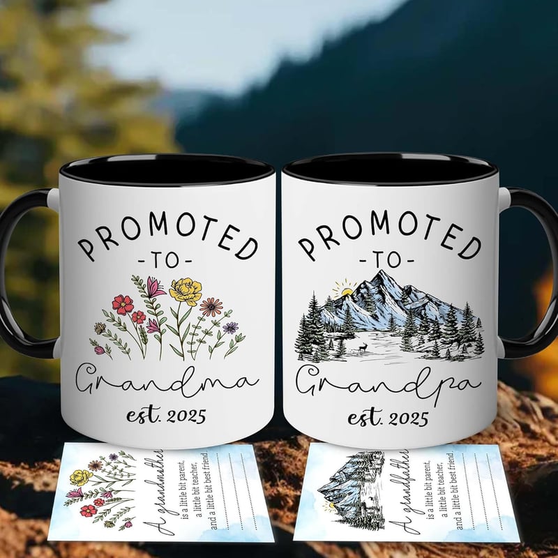2025 Grandparents Mug Set - First Time Announcement Gift