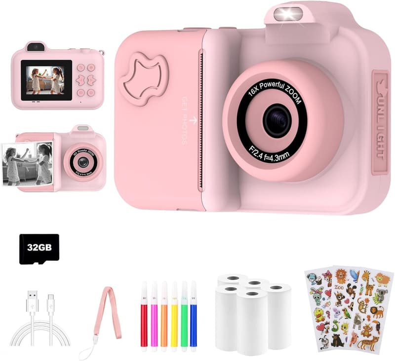 Kids Instant Print Camera - 1080P HD, Gift for Ages 4-12
